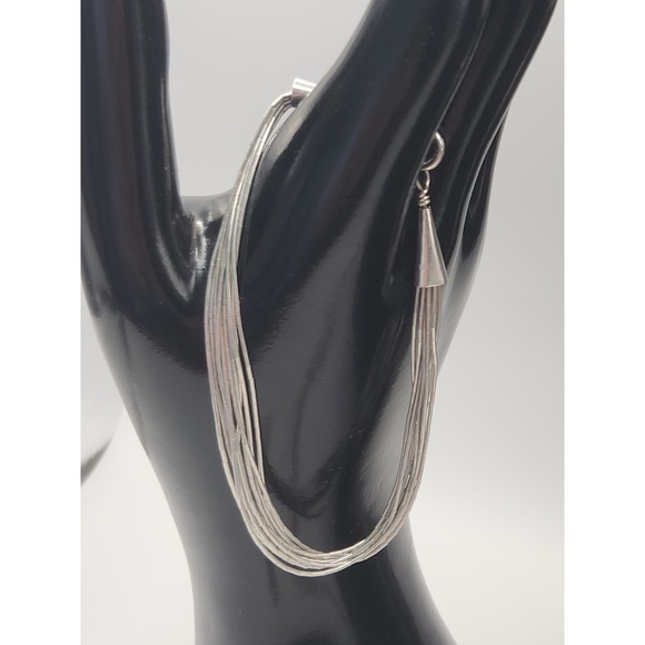 Sterling Silver Liquid Silver Multi Strand Necklace Bracelet Earring Set 925 - Picture 3 of 10